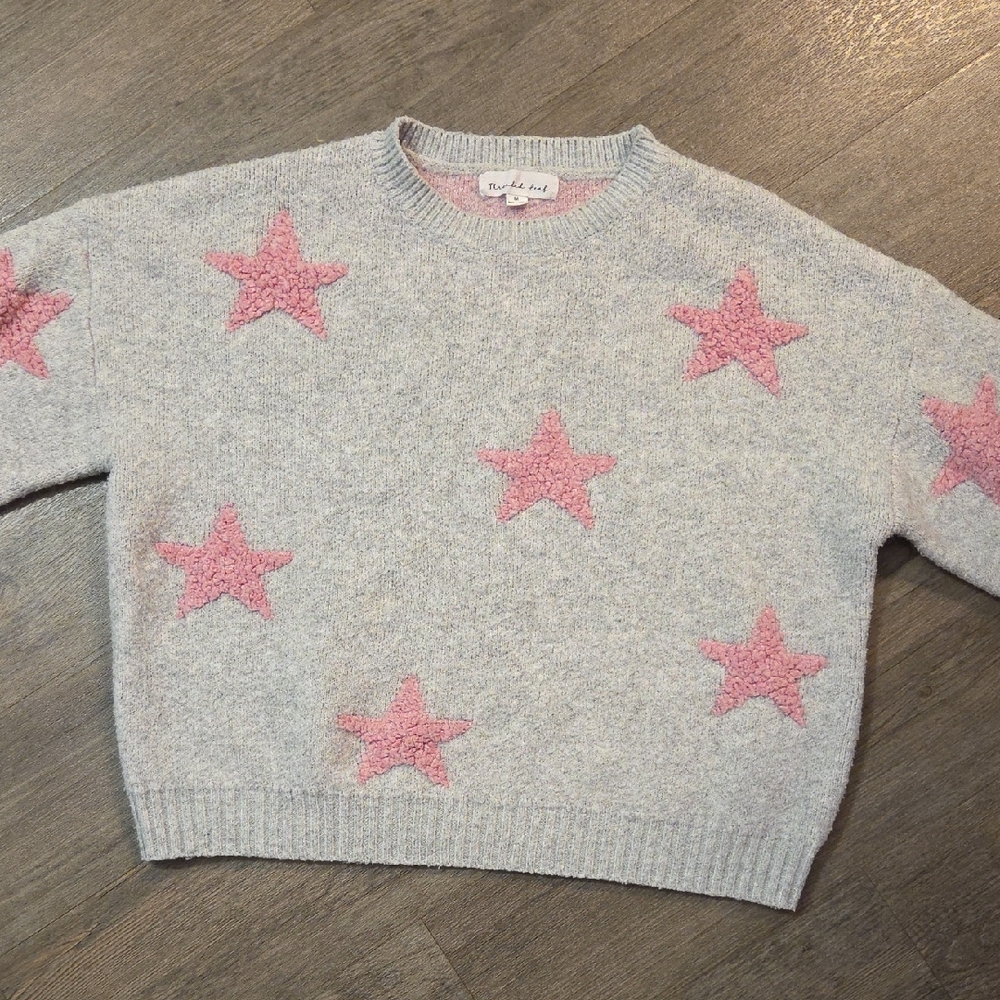 Threaded Leaf Chunky Boutique Star Pattern Sweater - image 3
